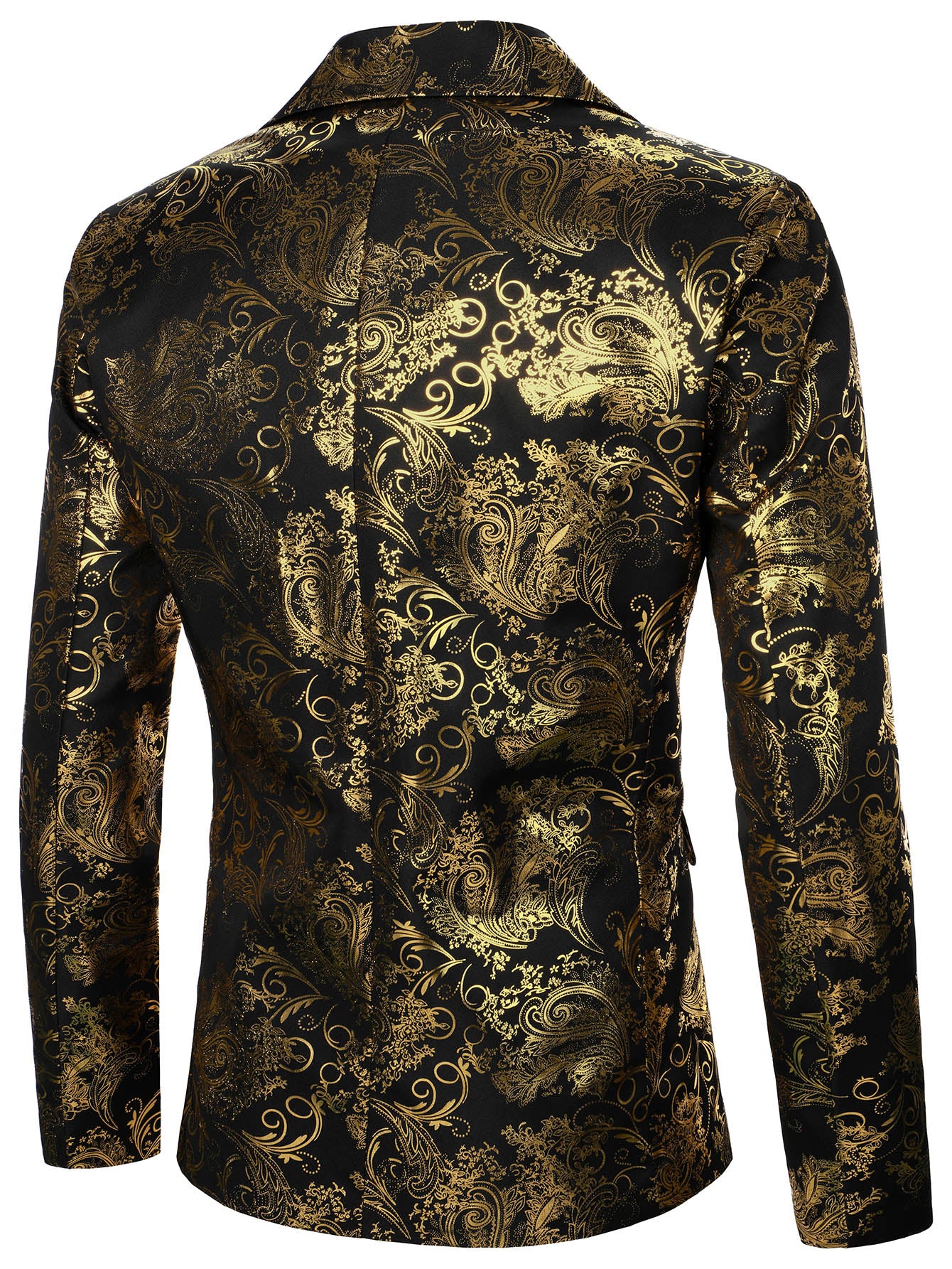Baroque Print Lapel Collar Single Button Blazer