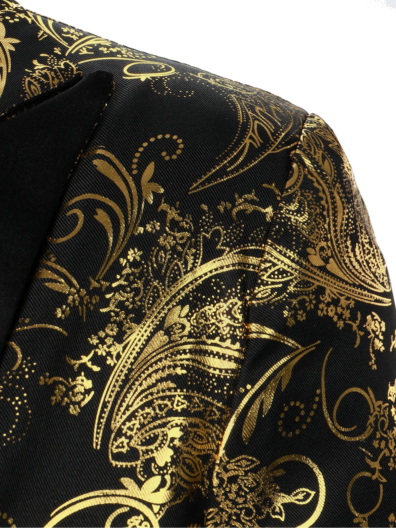 Baroque Print Lapel Collar Single Button Blazer