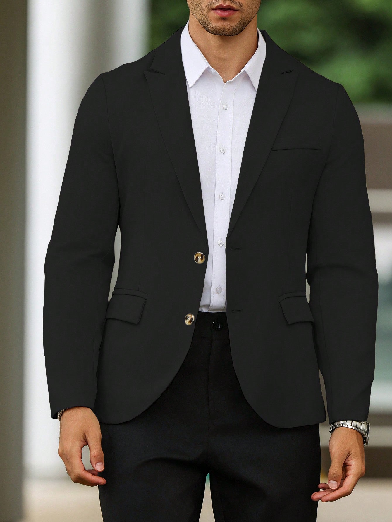 Single Breasted Turn-Down Collar Suit Jacket