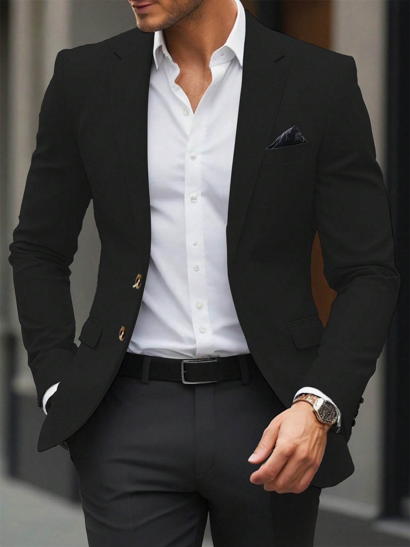 Single Breasted Turn-Down Collar Suit Jacket