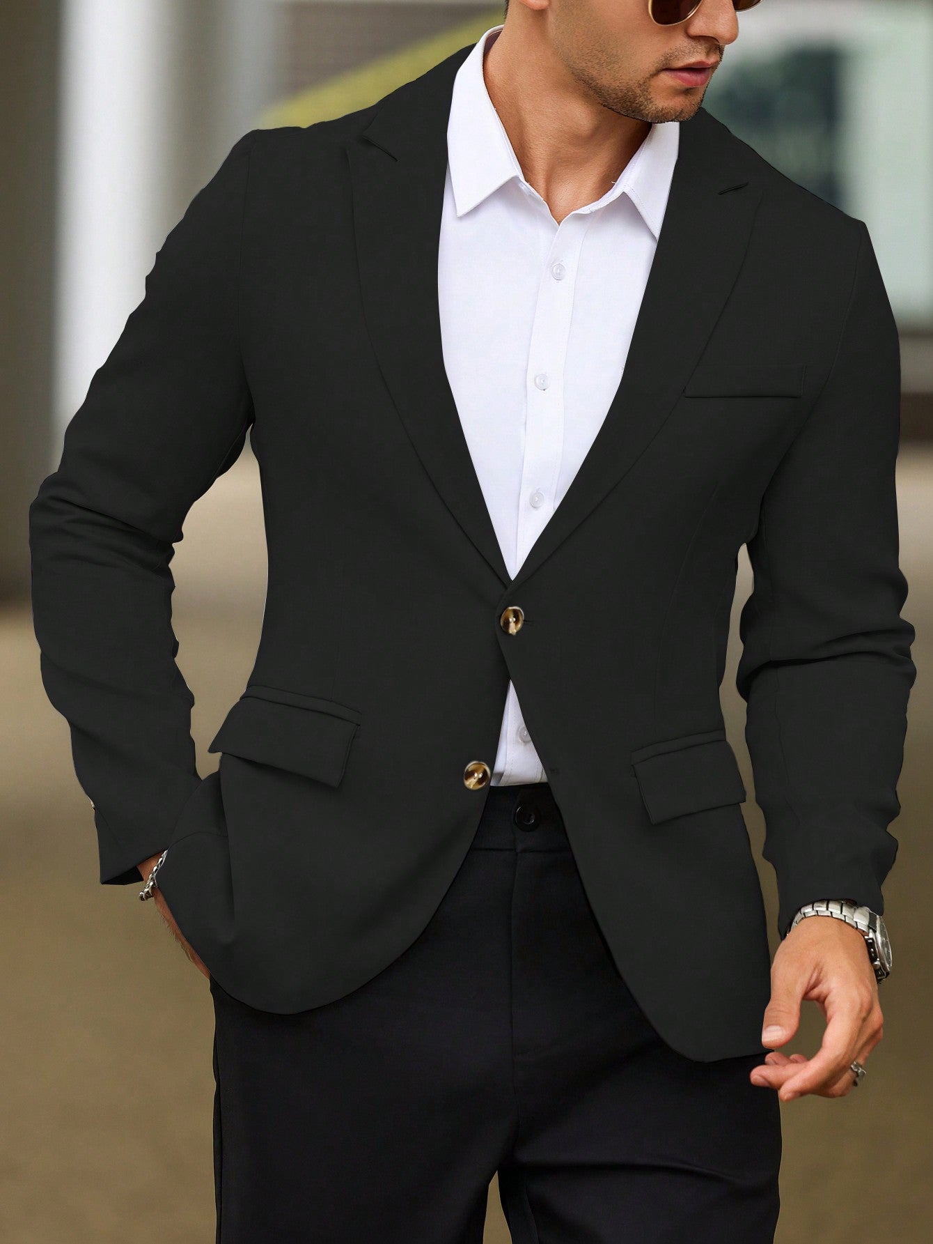 Single Breasted Turn-Down Collar Suit Jacket