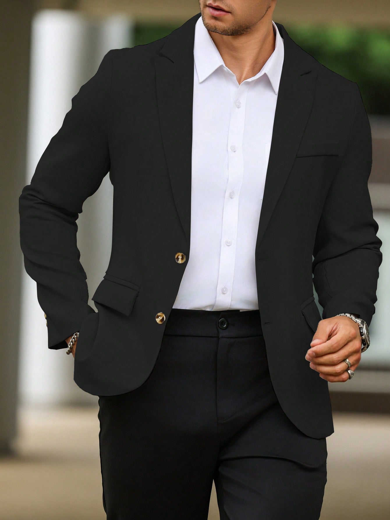 Single Breasted Turn-Down Collar Suit Jacket