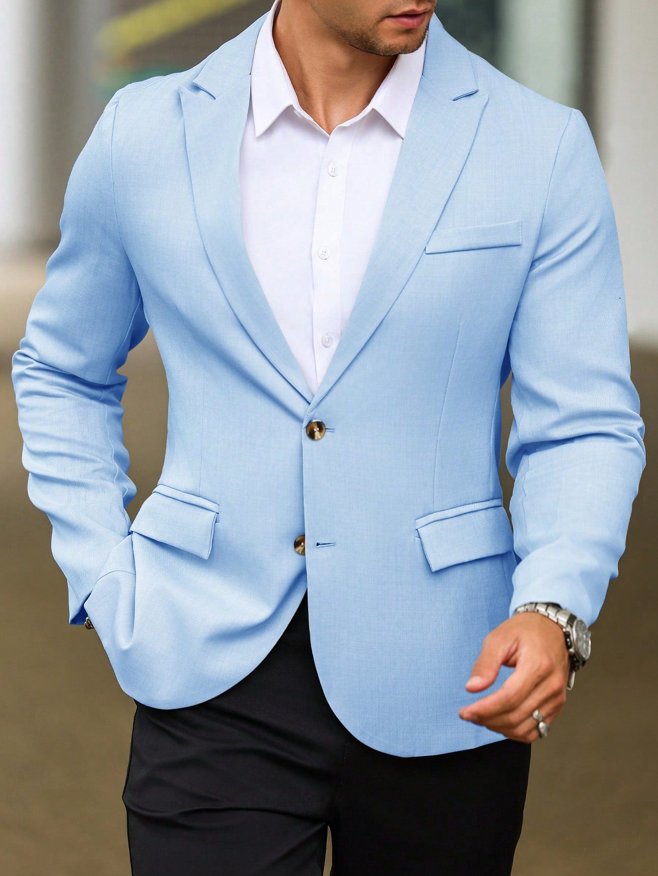 Single Breasted Turn-Down Collar Suit Jacket