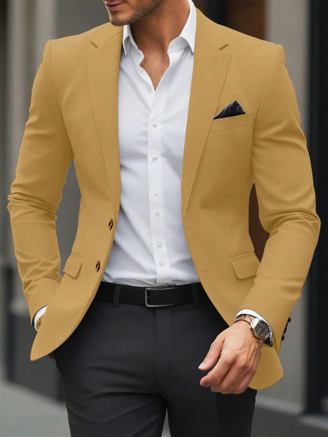 Single Breasted Turn-Down Collar Suit Jacket