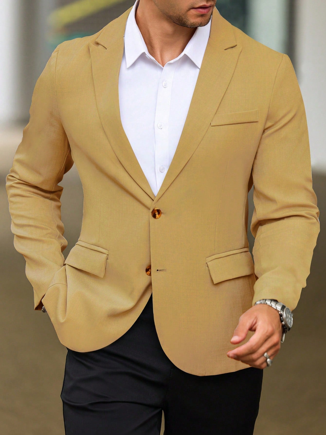 Single Breasted Turn-Down Collar Suit Jacket