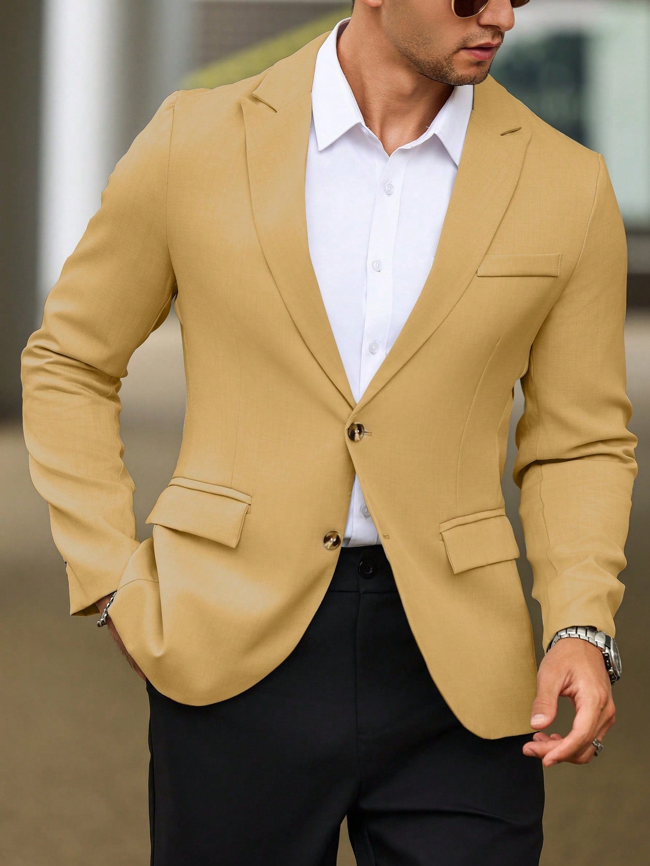 Single Breasted Turn-Down Collar Suit Jacket