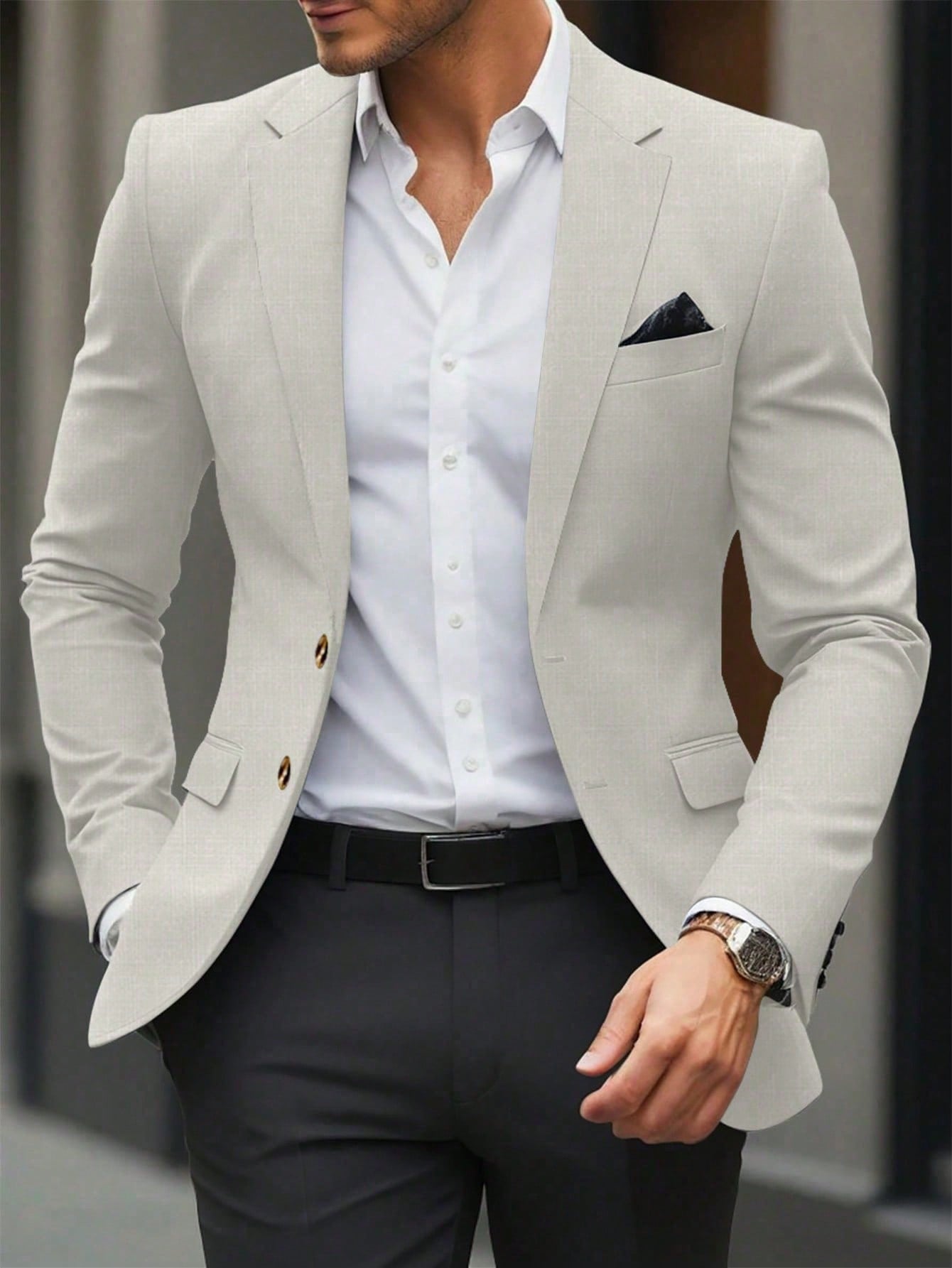Single Breasted Turn-Down Collar Suit Jacket