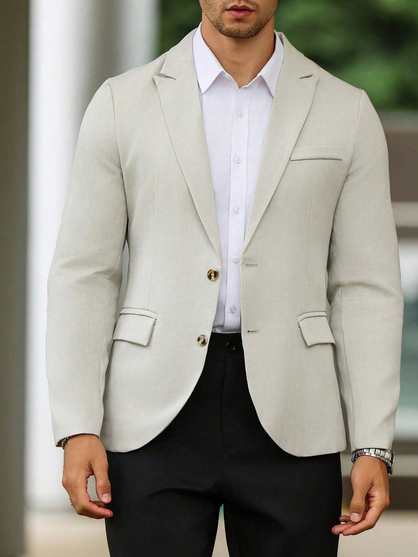 Single Breasted Turn-Down Collar Suit Jacket