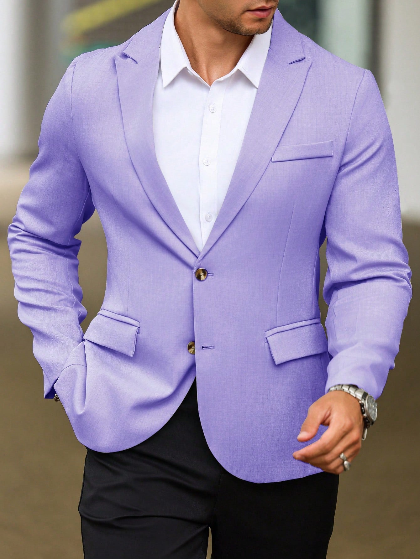 Single Breasted Turn-Down Collar Suit Jacket