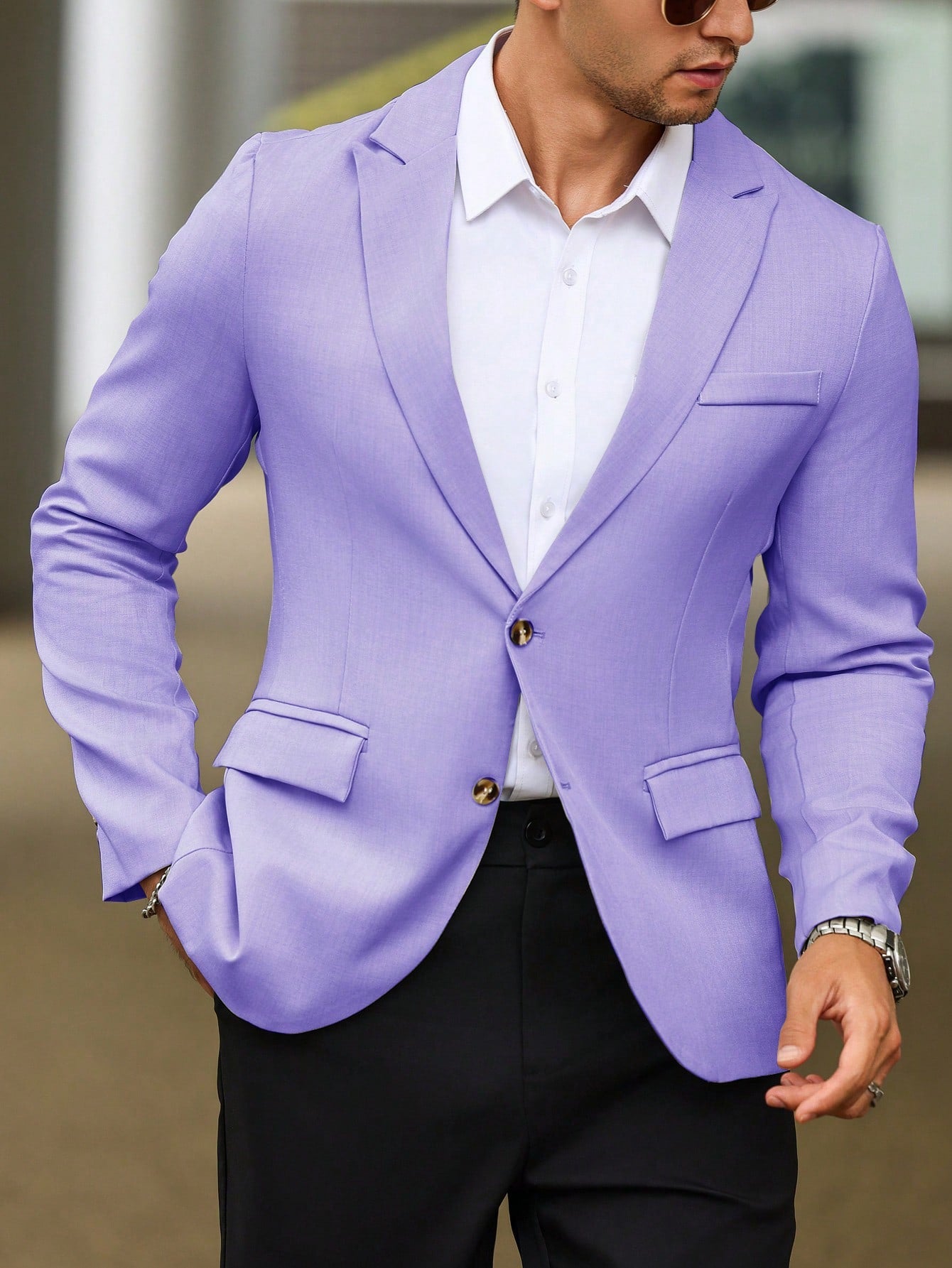Single Breasted Turn-Down Collar Suit Jacket