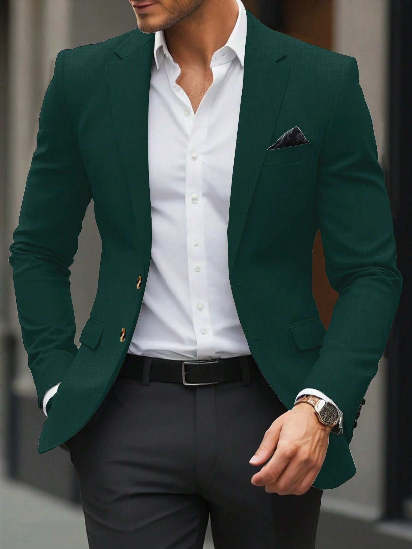 Single Breasted Turn-Down Collar Suit Jacket