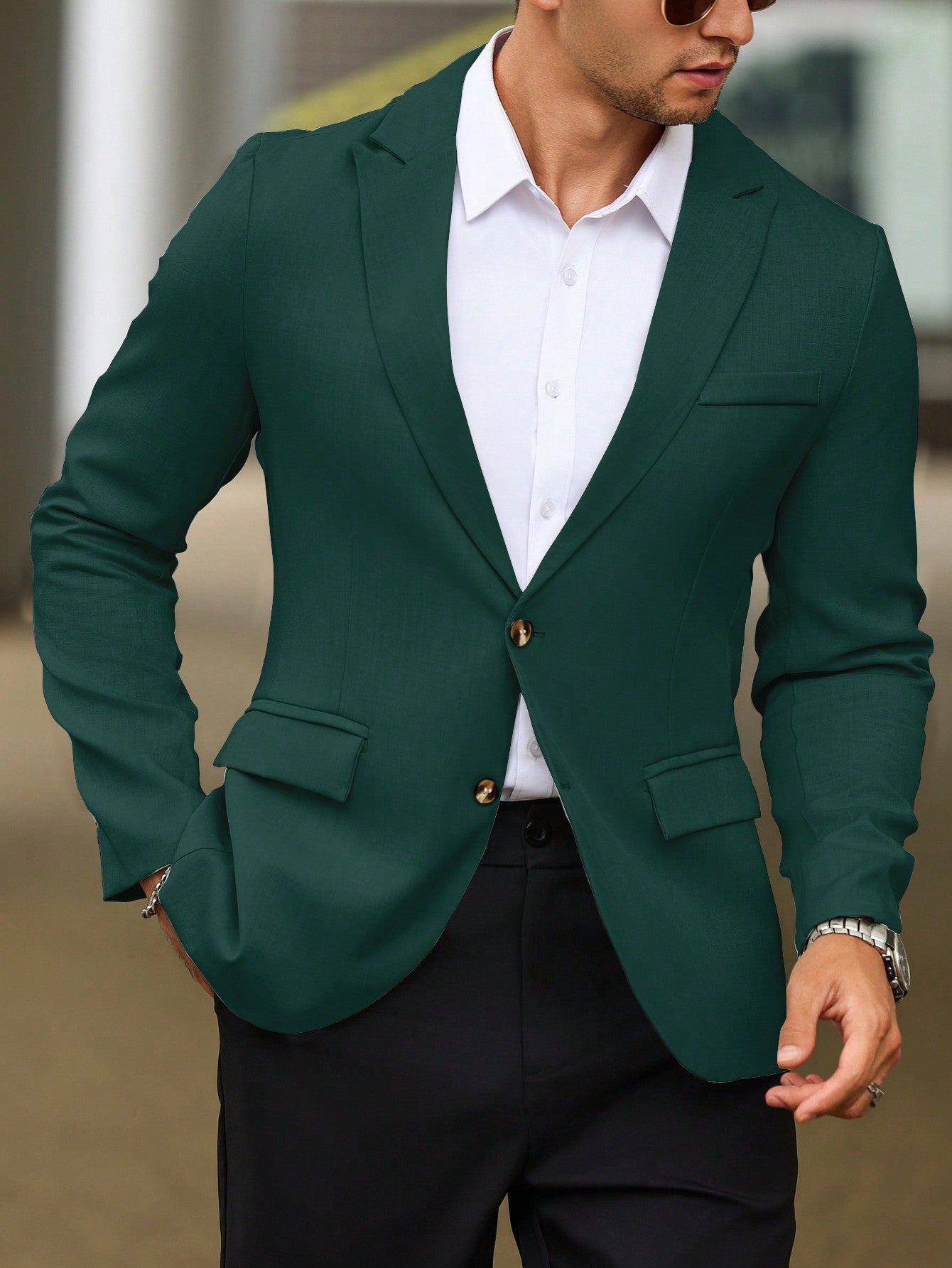 Single Breasted Turn-Down Collar Suit Jacket