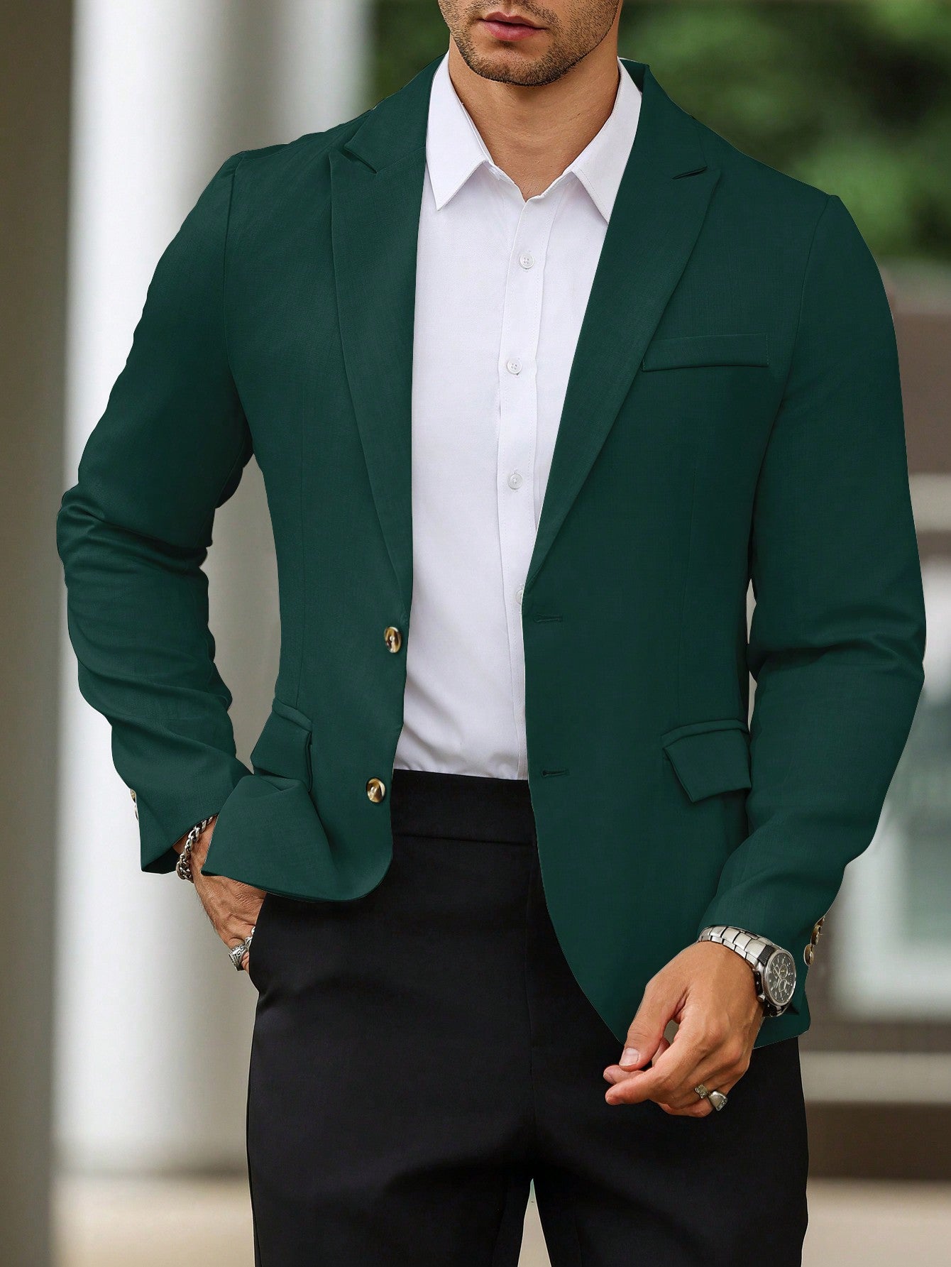 Single Breasted Turn-Down Collar Suit Jacket