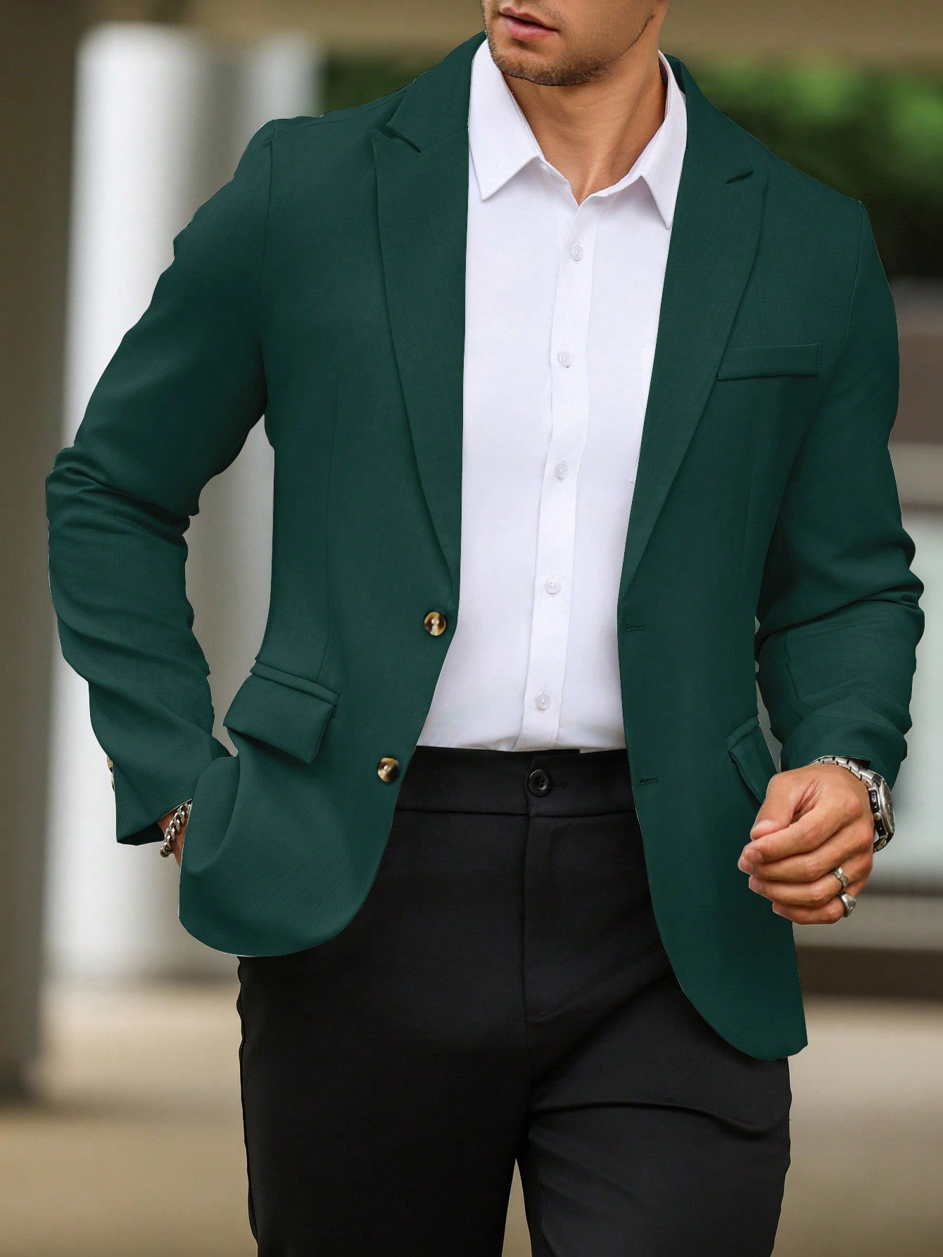 Single Breasted Turn-Down Collar Suit Jacket