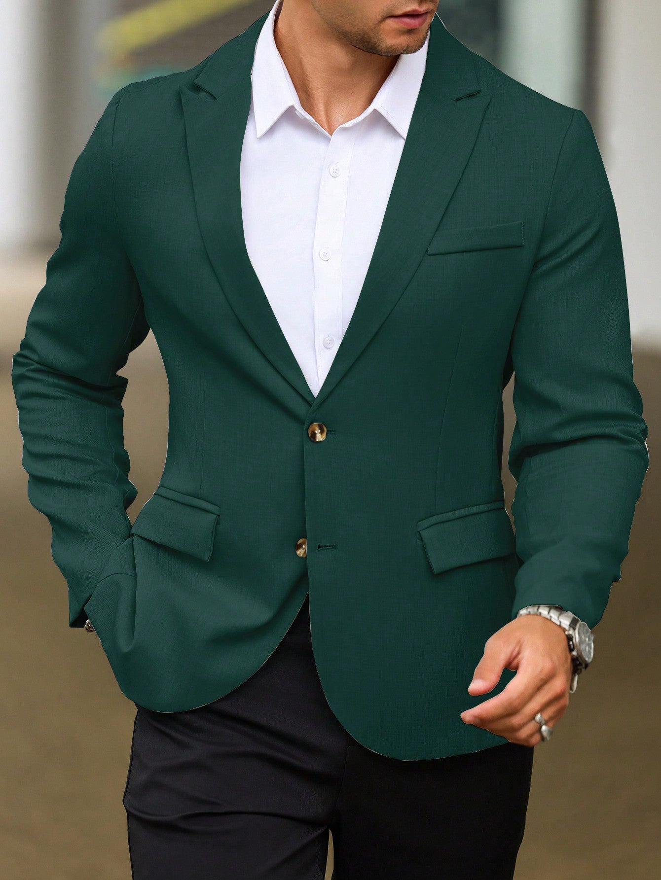 Single Breasted Turn-Down Collar Suit Jacket