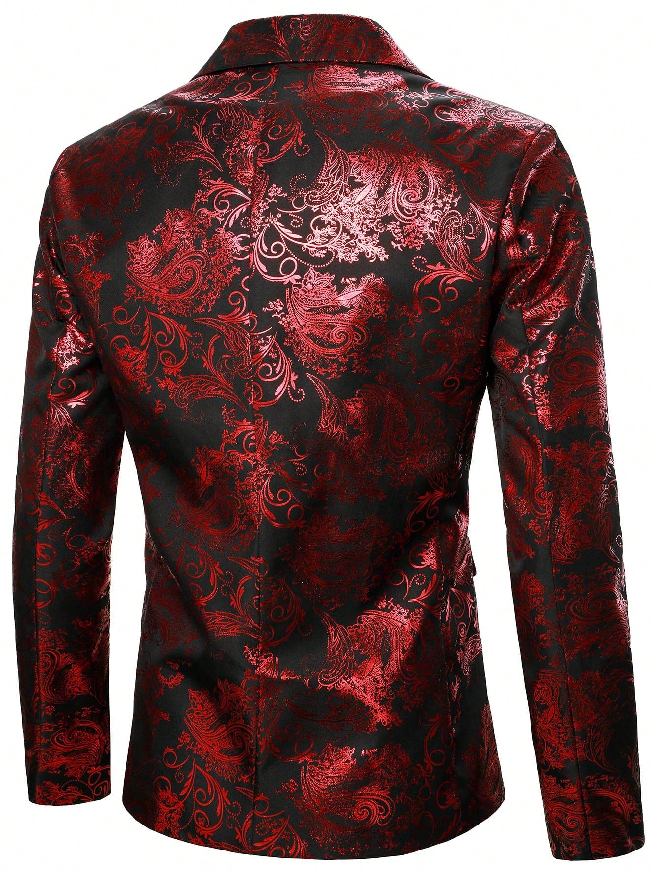 Baroque Print Lapel Collar Single Button Blazer