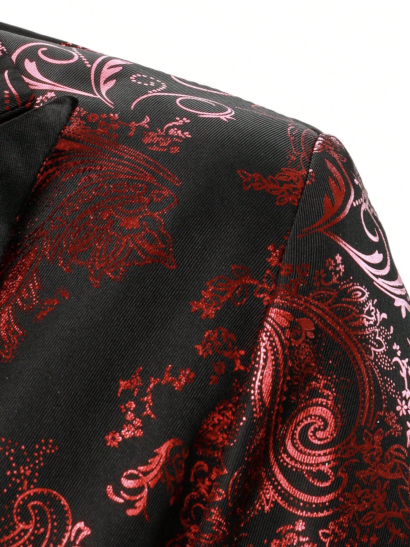 Baroque Print Lapel Collar Single Button Blazer