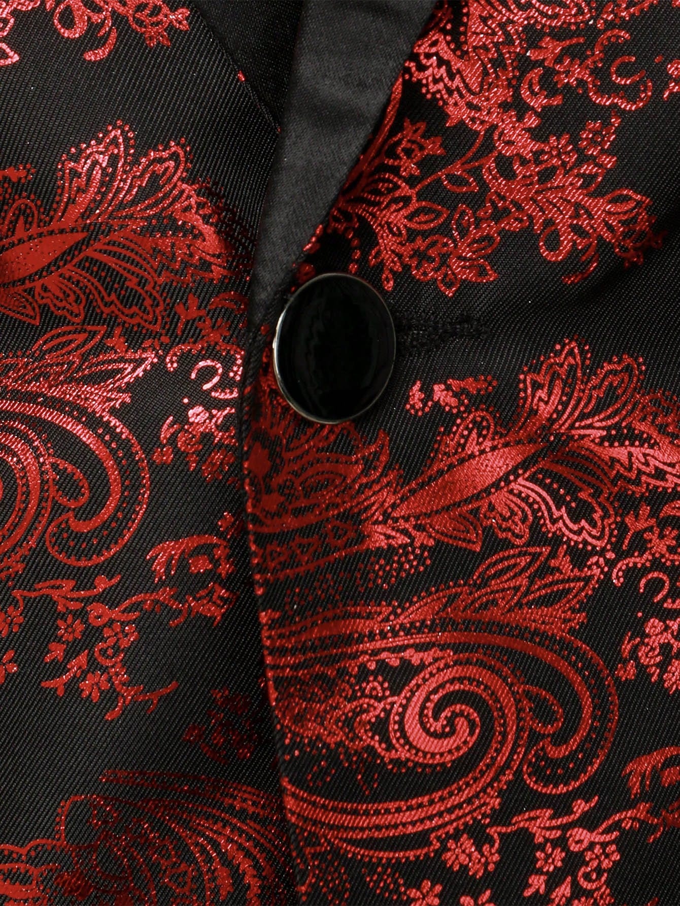 Baroque Print Lapel Collar Single Button Blazer