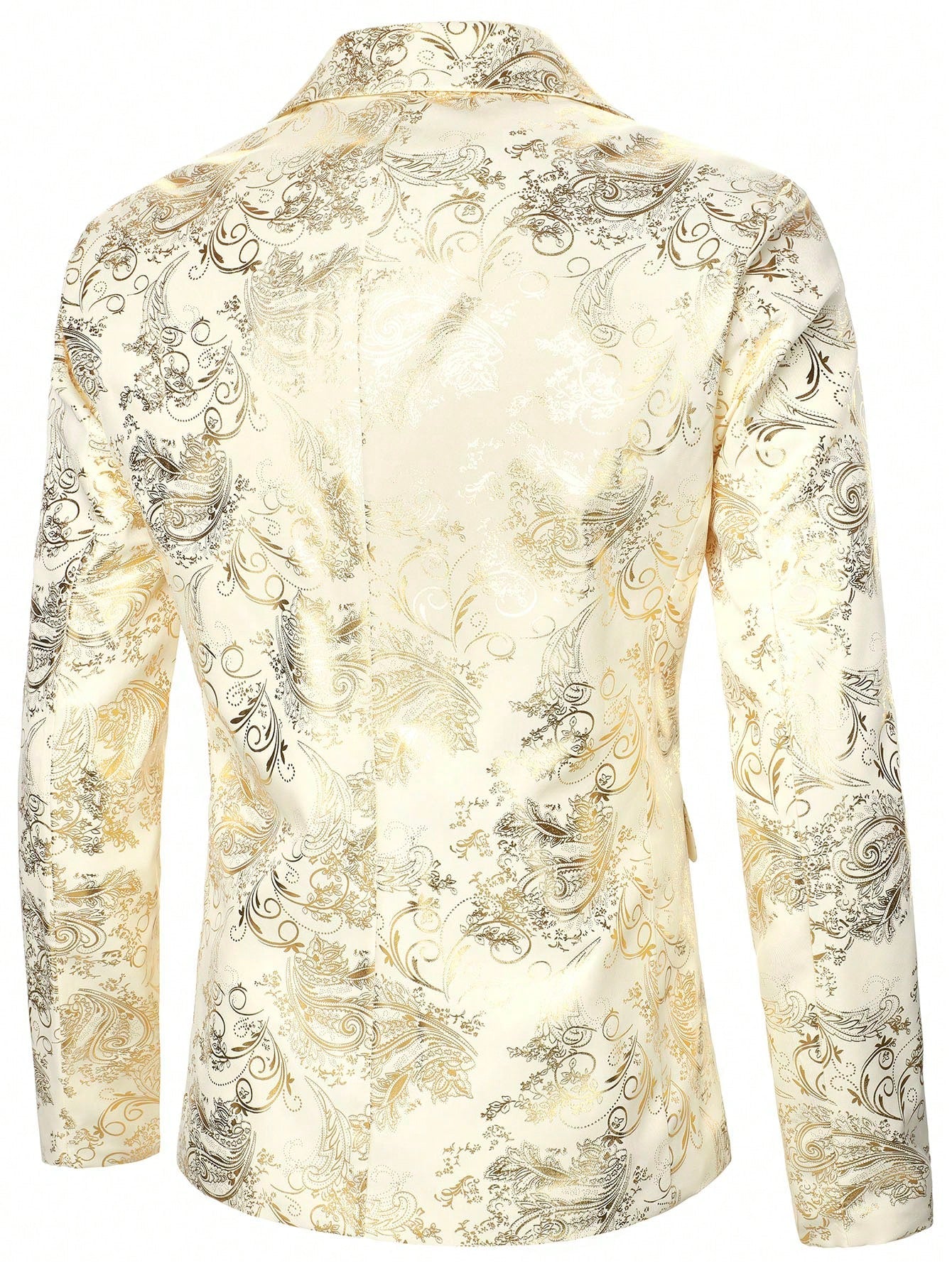 Baroque Print Lapel Collar Single Button Blazer