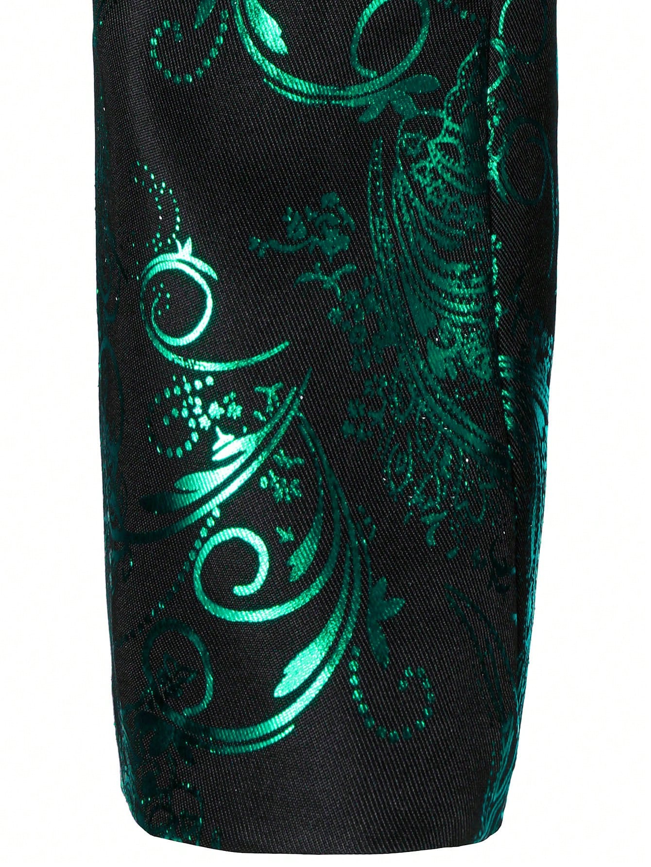 Baroque Print Lapel Collar Single Button Blazer