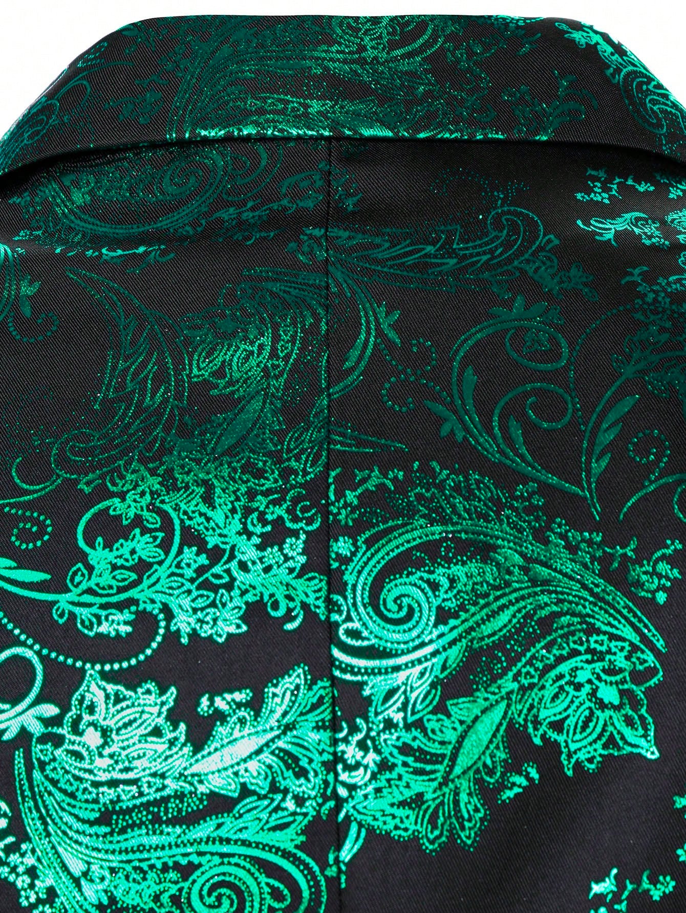 Baroque Print Lapel Collar Single Button Blazer