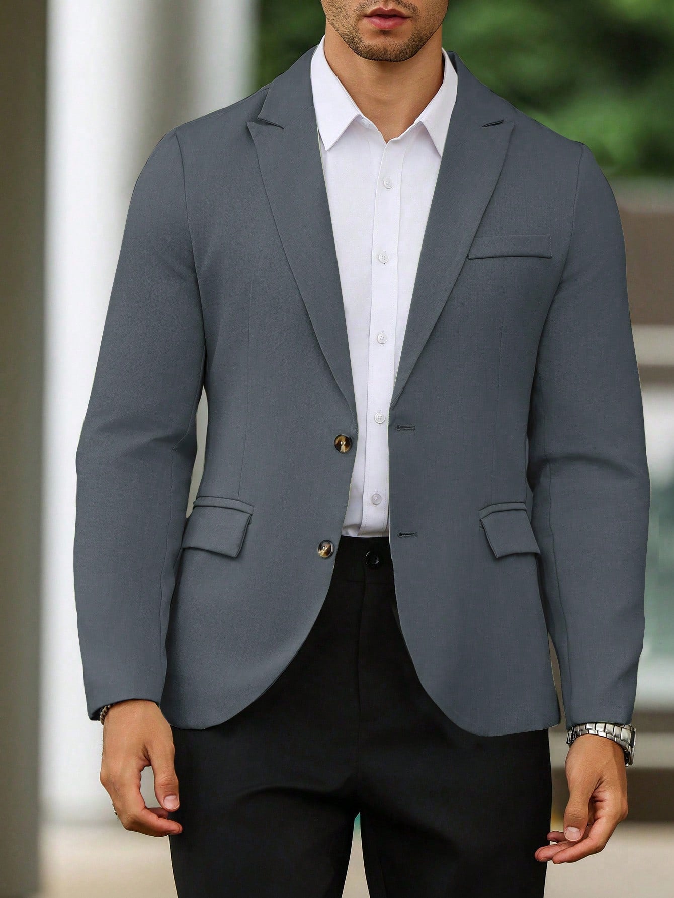 Single Breasted Turn-Down Collar Suit Jacket