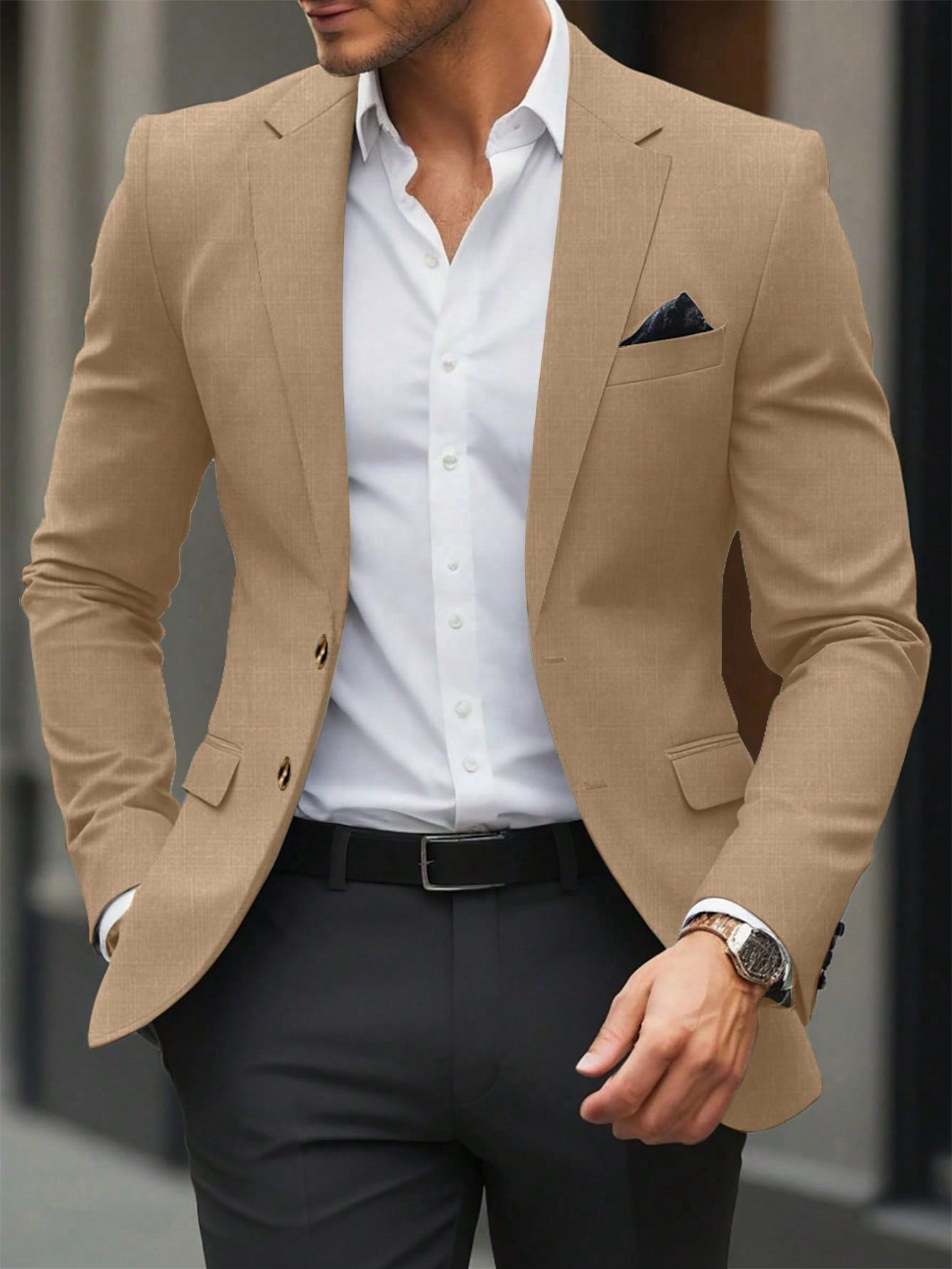 Single Breasted Turn-Down Collar Suit Jacket