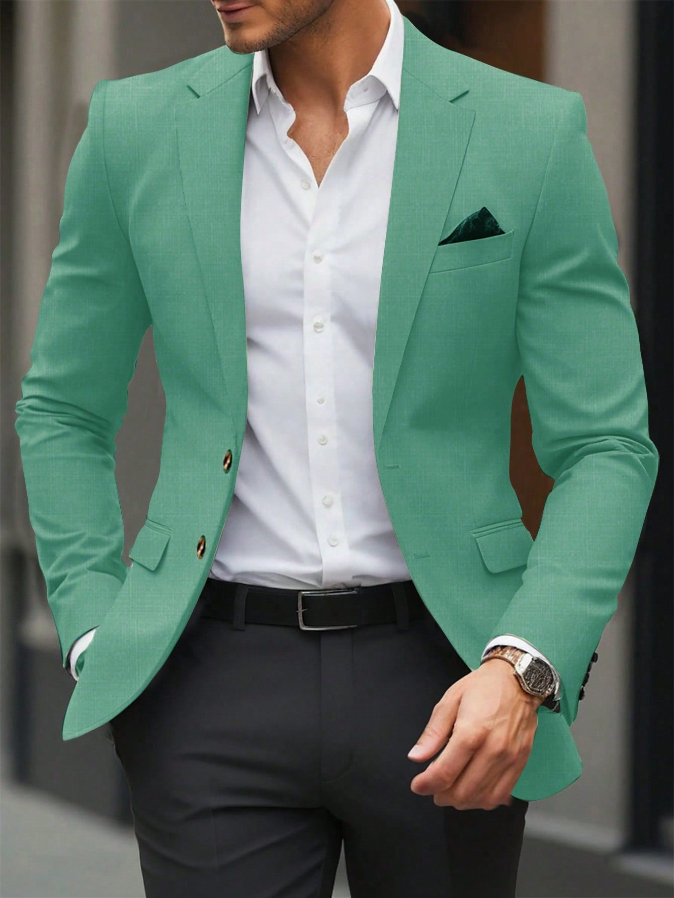 Single Breasted Turn-Down Collar Suit Jacket