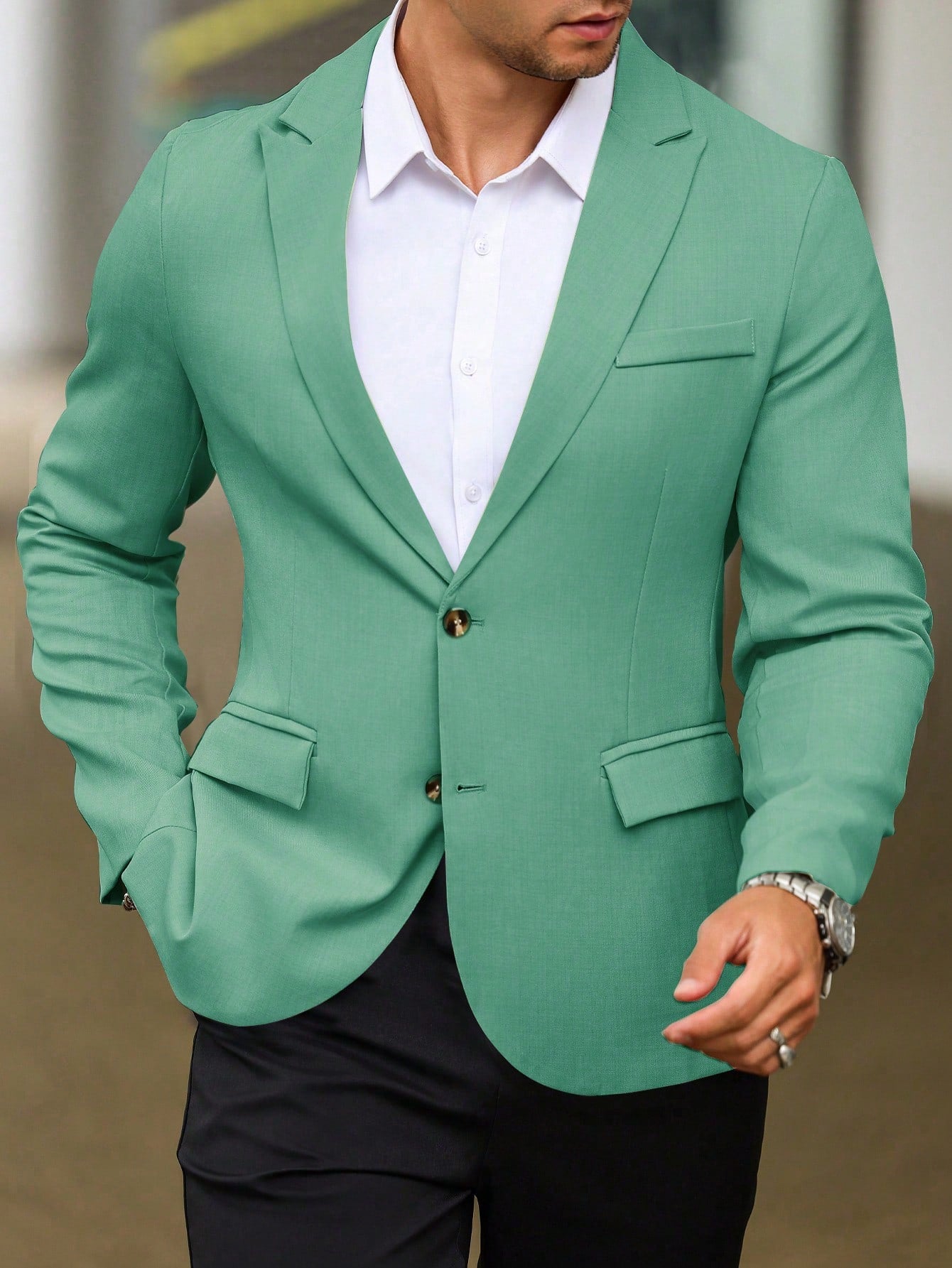 Single Breasted Turn-Down Collar Suit Jacket