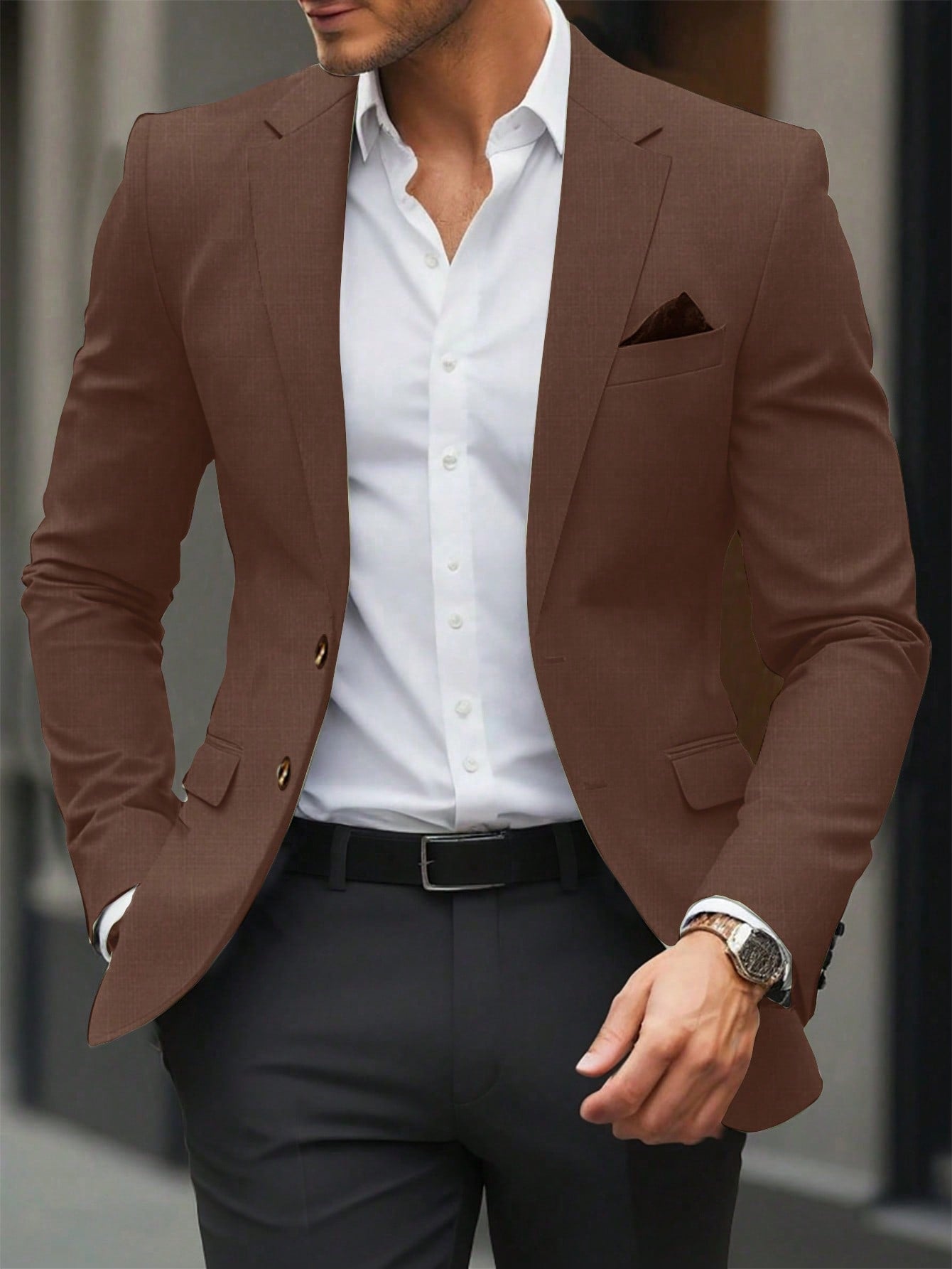 Single Breasted Turn-Down Collar Suit Jacket