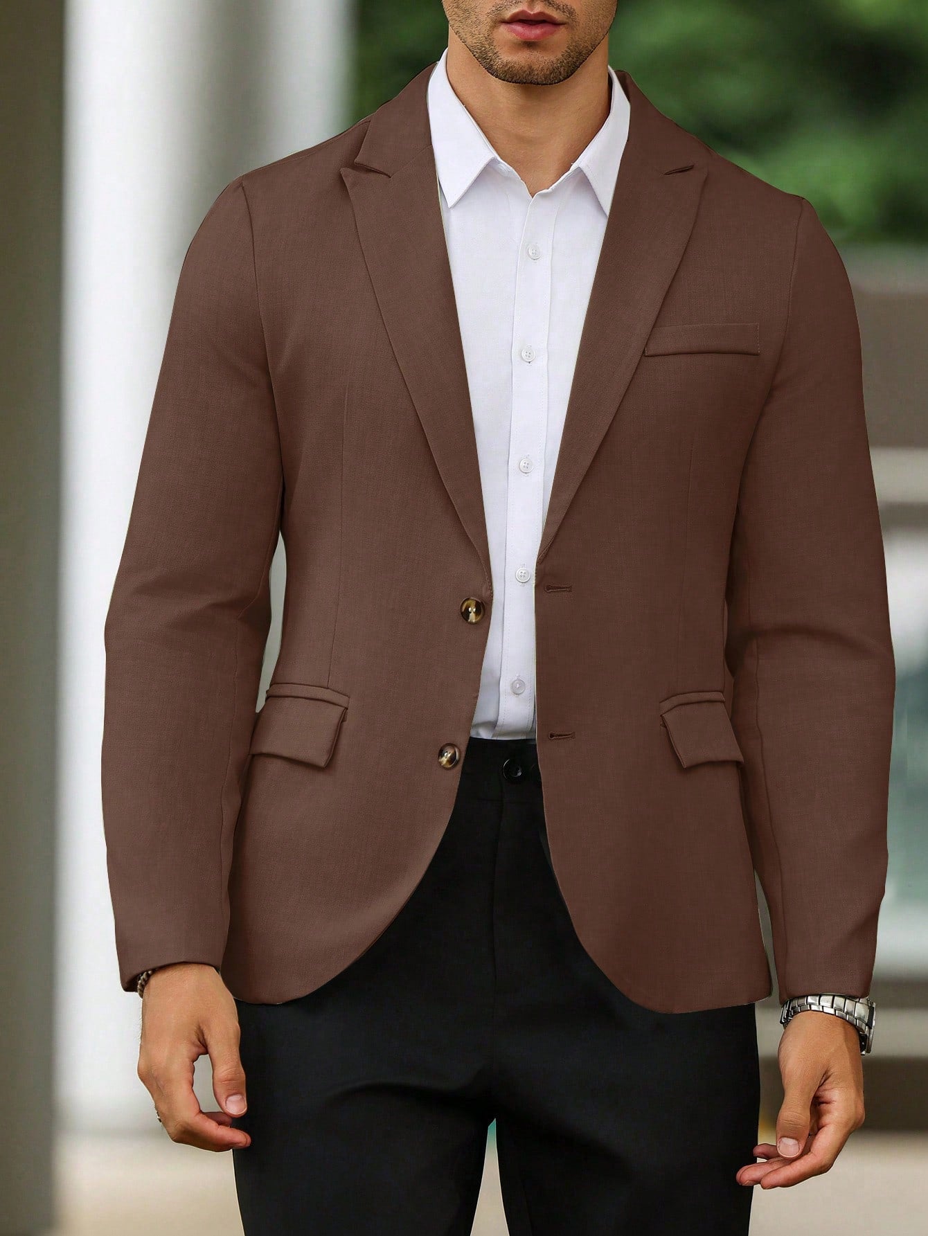 Single Breasted Turn-Down Collar Suit Jacket