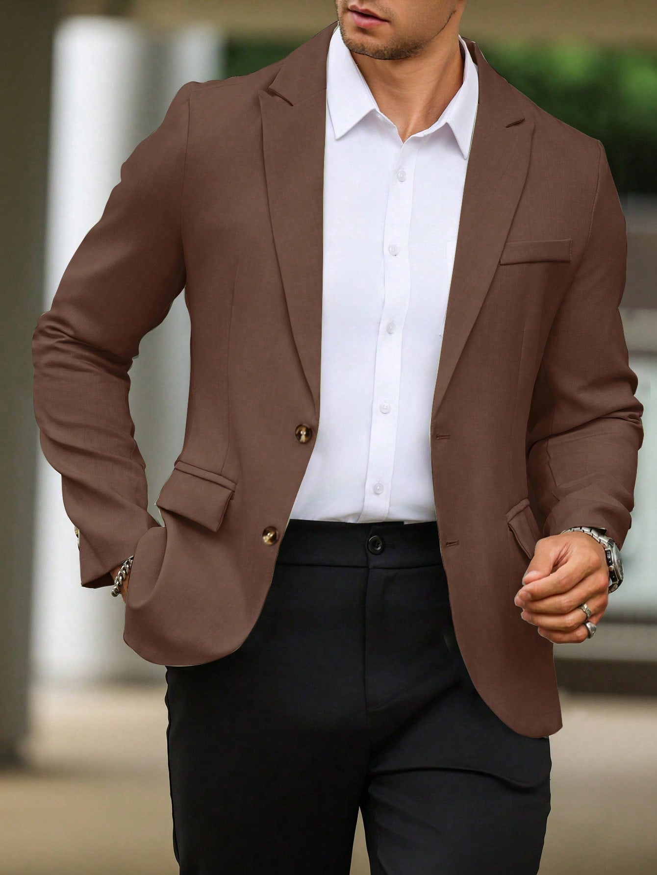 Single Breasted Turn-Down Collar Suit Jacket