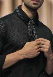 Black Lycra Knot Slim Fit Shirt