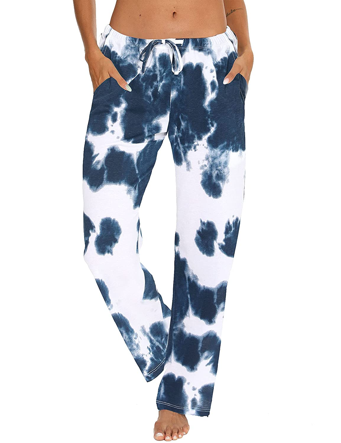 Tye Dye Print High Waist Drawstring Pants with Pockets Pyjama Sleepwear