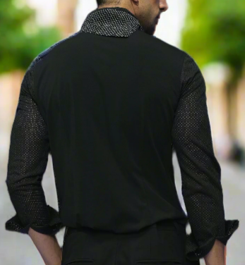Black Lycra Knot Slim Fit Shirt