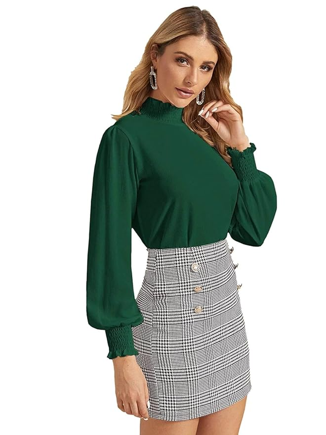 Frill Trim Full Puff Sleeve Top