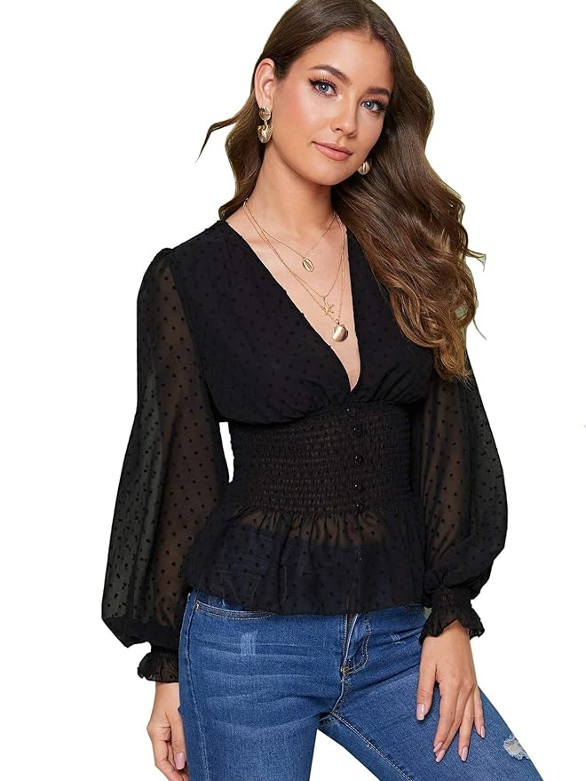 V-Neck Long Sleeve Top