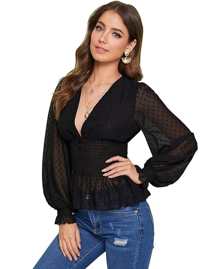 V-Neck Long Sleeve Top