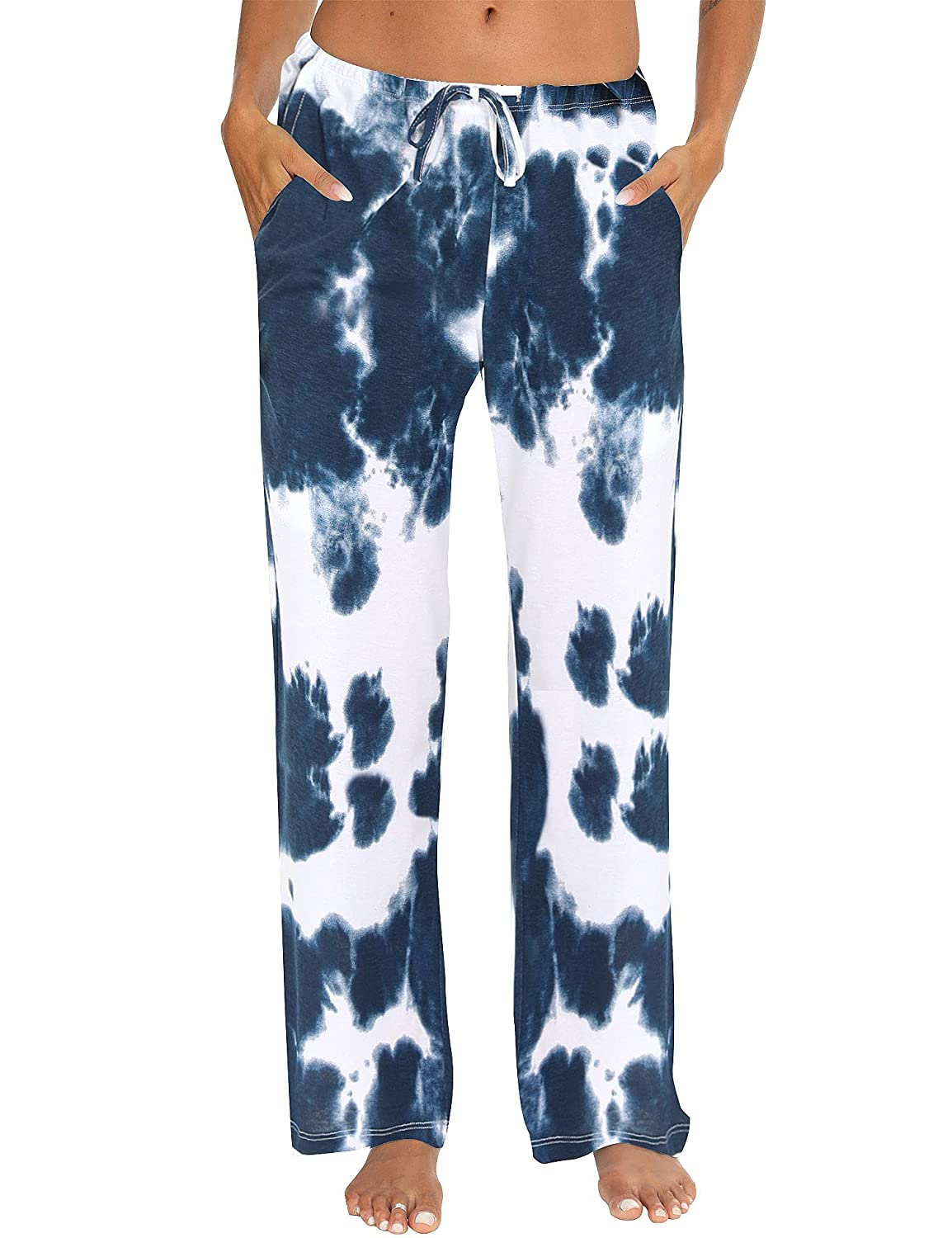 Tye Dye Print High Waist Drawstring Pants with Pockets Pyjama Sleepwear