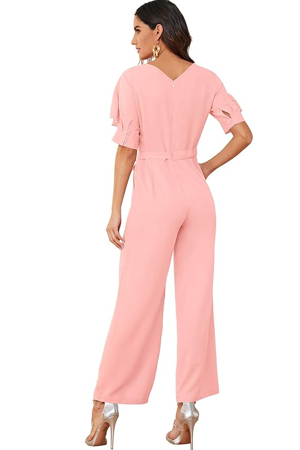 Round Neck Half Sleeve Maxi Length Jumpsuit