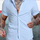 Solid Button Up Slim Fit Short Sleeve Shirt
