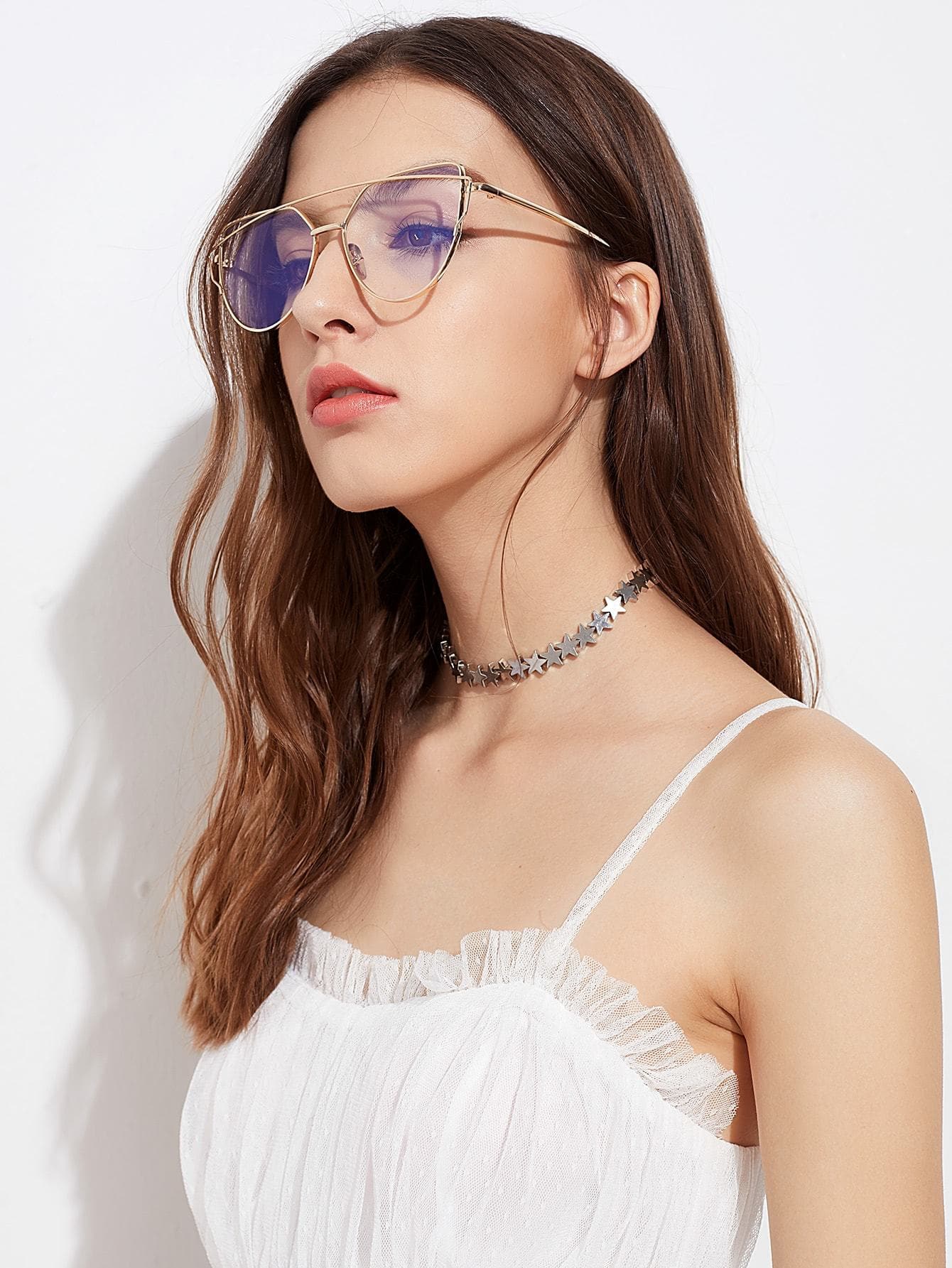 Metal Frame Cat Eye Gold Sunglasses