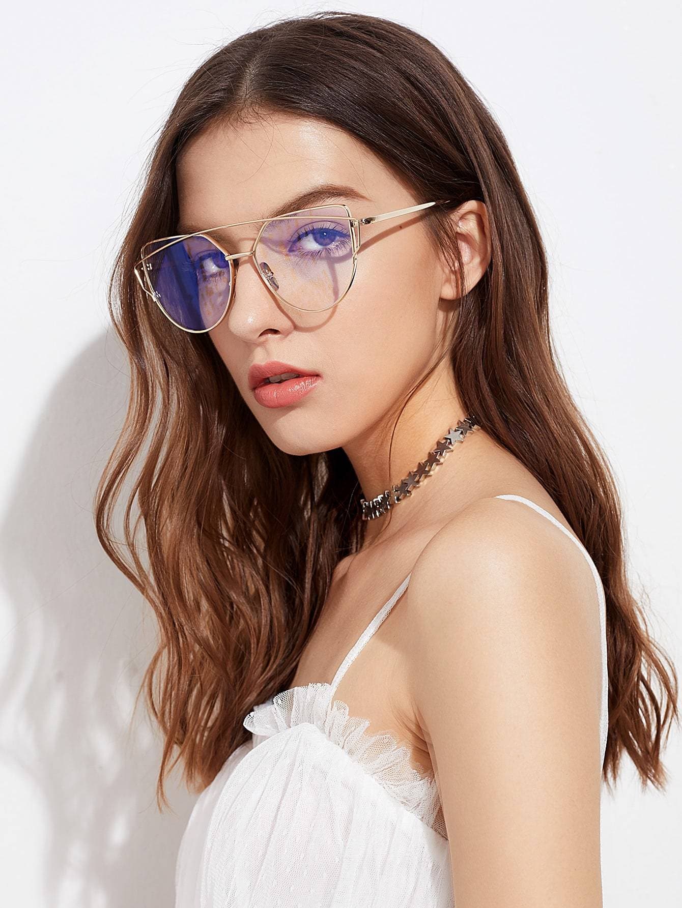 Metal Frame Cat Eye Gold Sunglasses