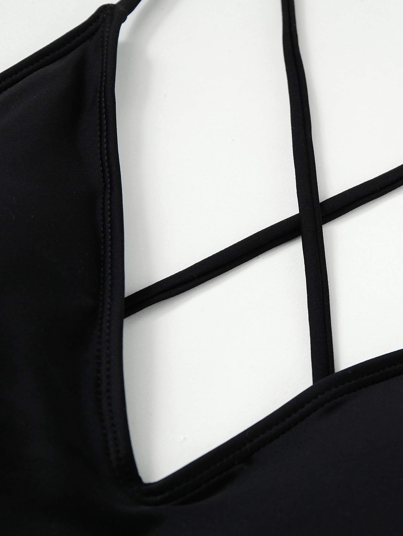 Criss Cross Plunge Neck Tie Back Push Up One Piece Swimsuit