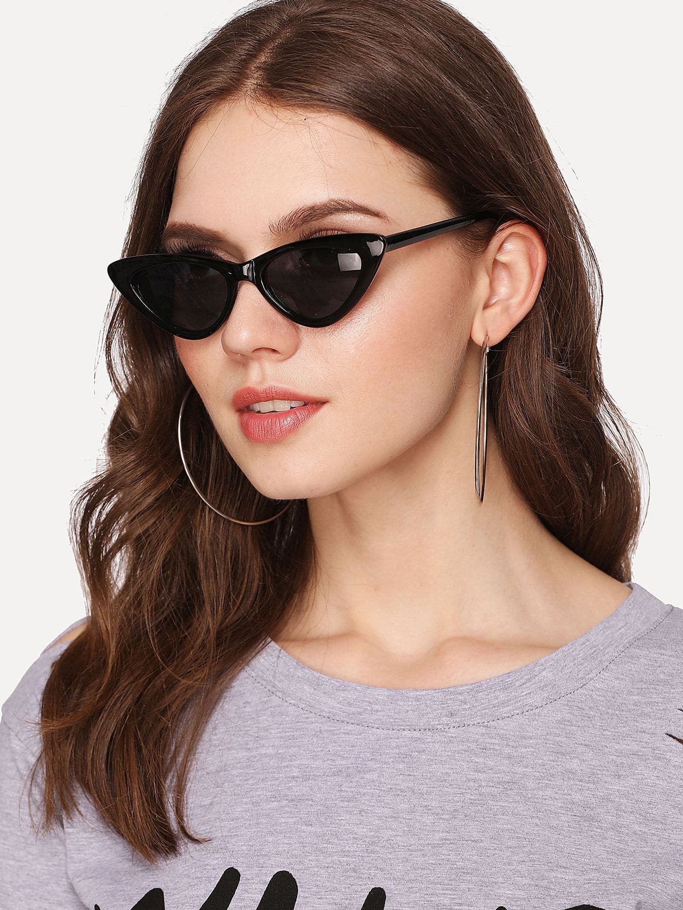 Yellow Cat Eye Flat Lens Sunglasses