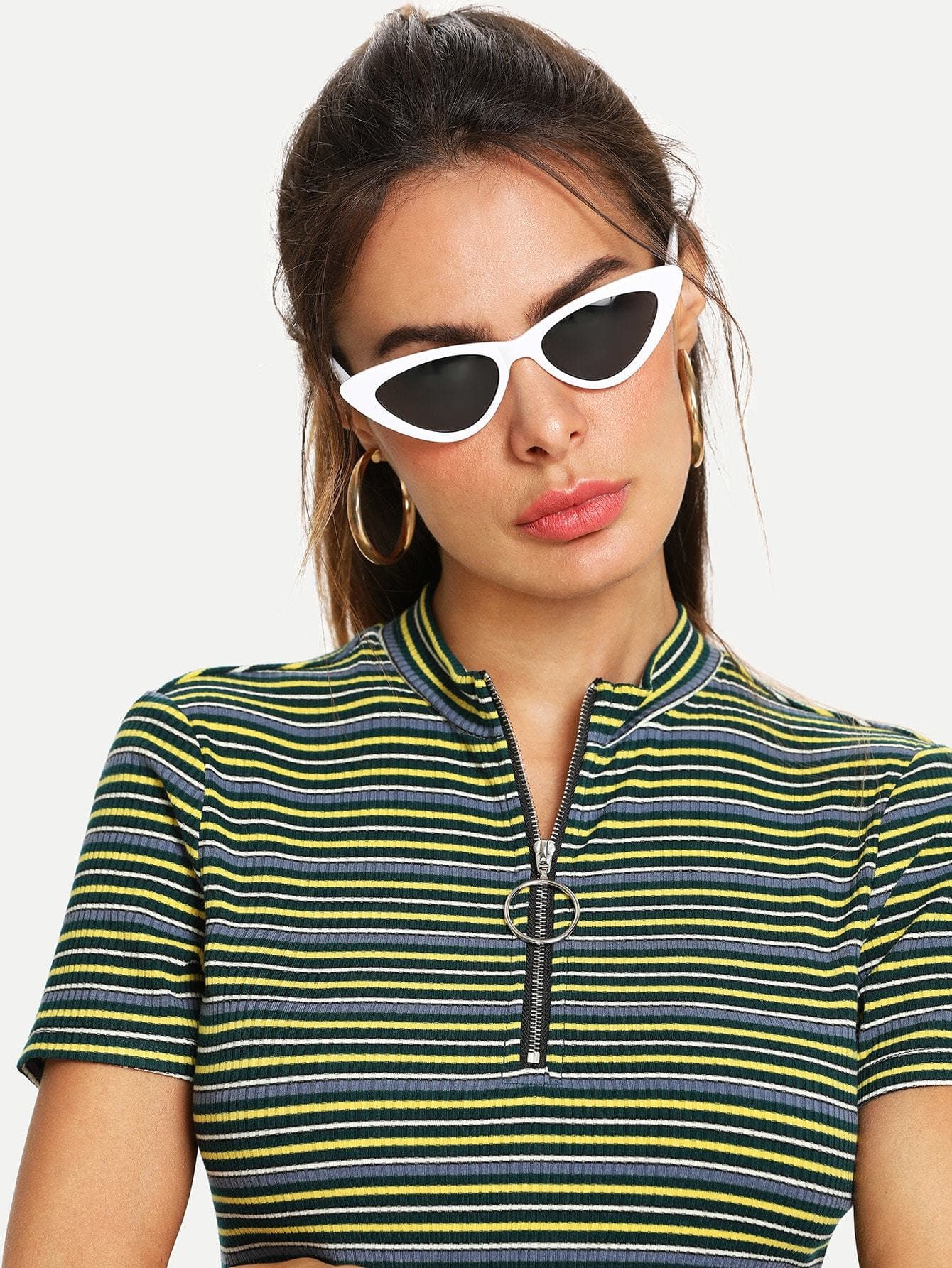 Yellow Cat Eye Flat Lens Sunglasses