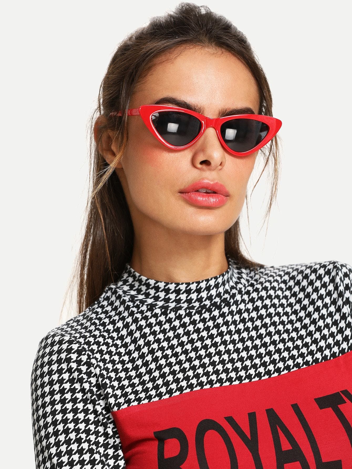 Yellow Cat Eye Flat Lens Sunglasses