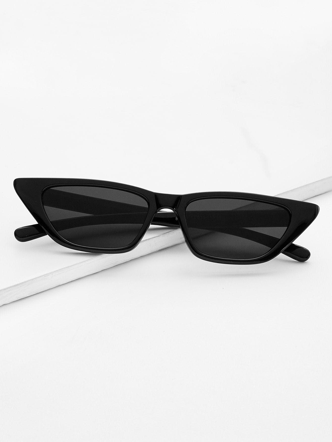 Black Cat Eye Mirror Lens Sunglasses