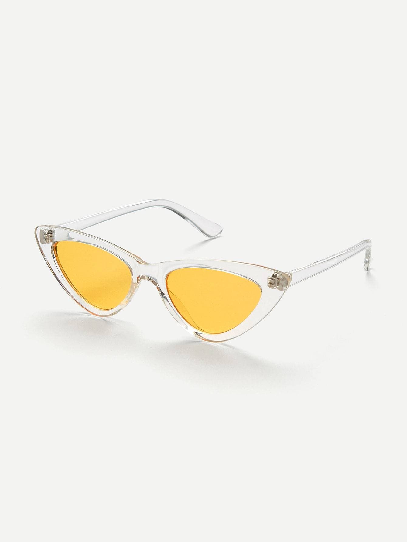 Yellow Cat Eye Flat Lens Sunglasses