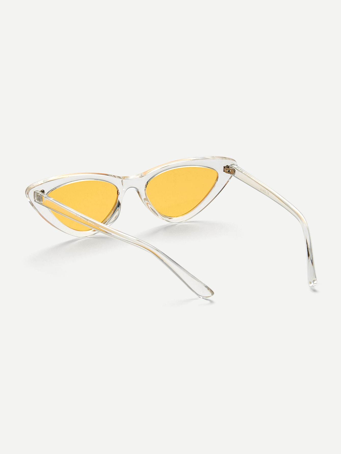 Yellow Cat Eye Flat Lens Sunglasses